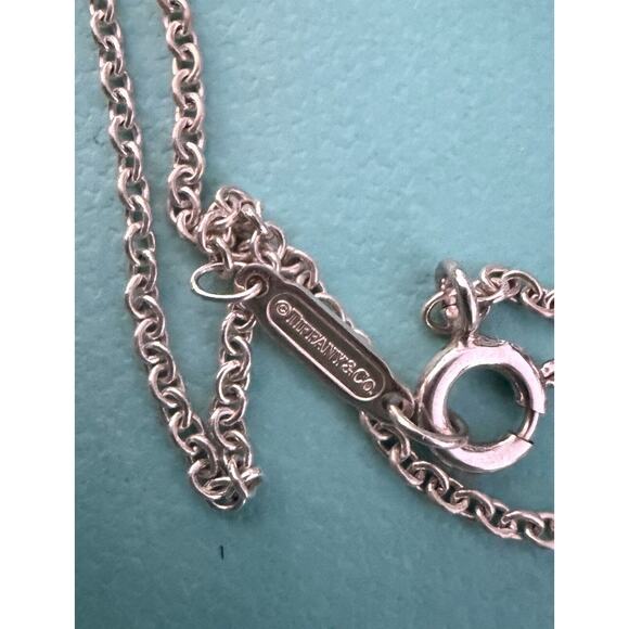 Tiffany Co Silver Return Blue Enamel Medium Heart Tag Pendant Charm Necklace - Picture 9 of 11